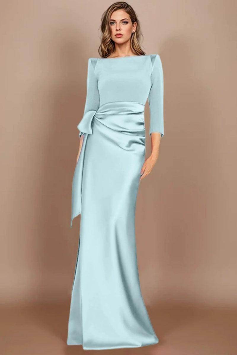 Elegant Sheath Scoop 3/4 Length Sleeves Floor Length Mother of the Bride Dress