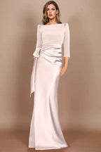 Elegant Sheath Scoop 3/4 Length Sleeves Floor Length Mother of the Bride Dress