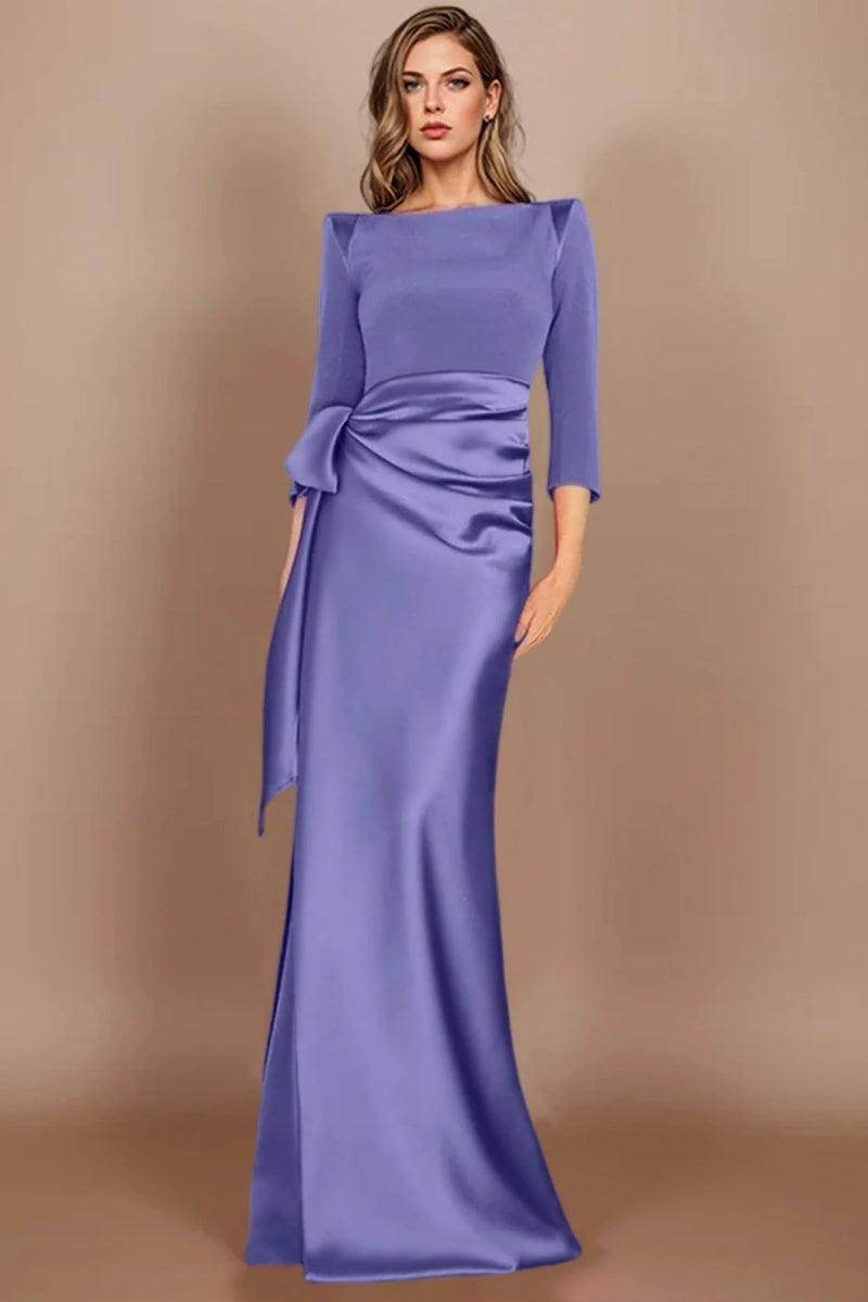 Elegant Sheath Scoop 3/4 Length Sleeves Floor Length Mother of the Bride Dress