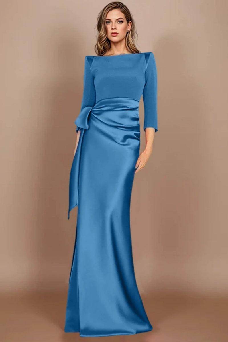Elegant Sheath Scoop 3/4 Length Sleeves Floor Length Mother of the Bride Dress