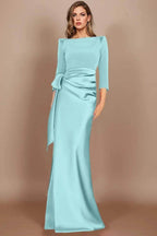 Elegant Sheath Scoop 3/4 Length Sleeves Floor Length Mother of the Bride Dress