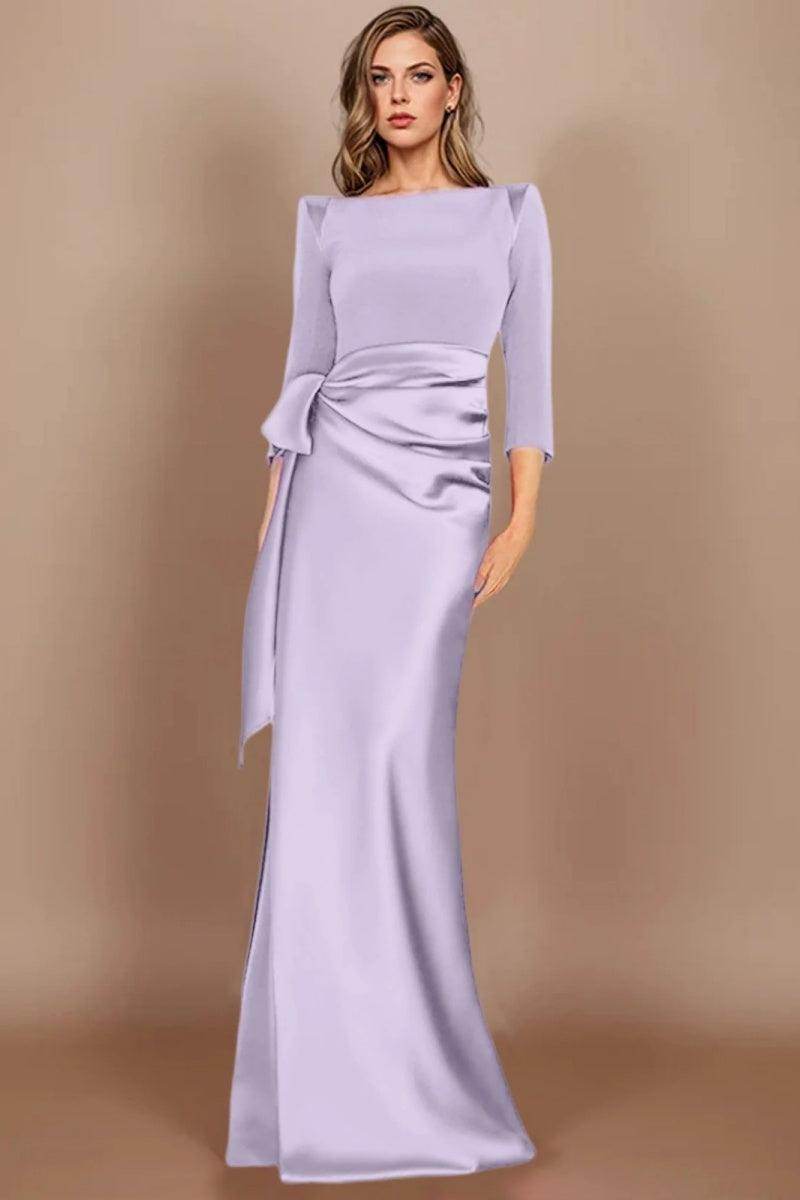 Elegant Sheath Scoop 3/4 Length Sleeves Floor Length Mother of the Bride Dress