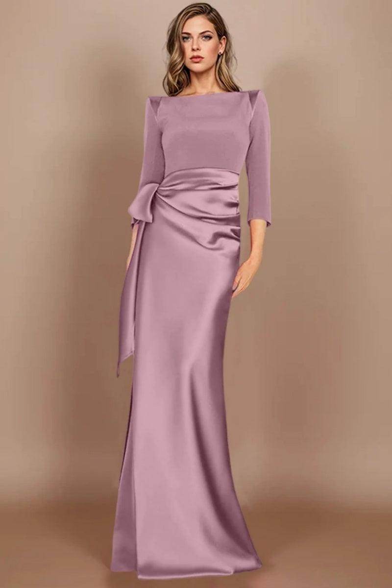 Elegant Sheath Scoop 3/4 Length Sleeves Floor Length Mother of the Bride Dress