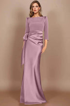 Elegant Sheath Scoop 3/4 Length Sleeves Floor Length Mother of the Bride Dress