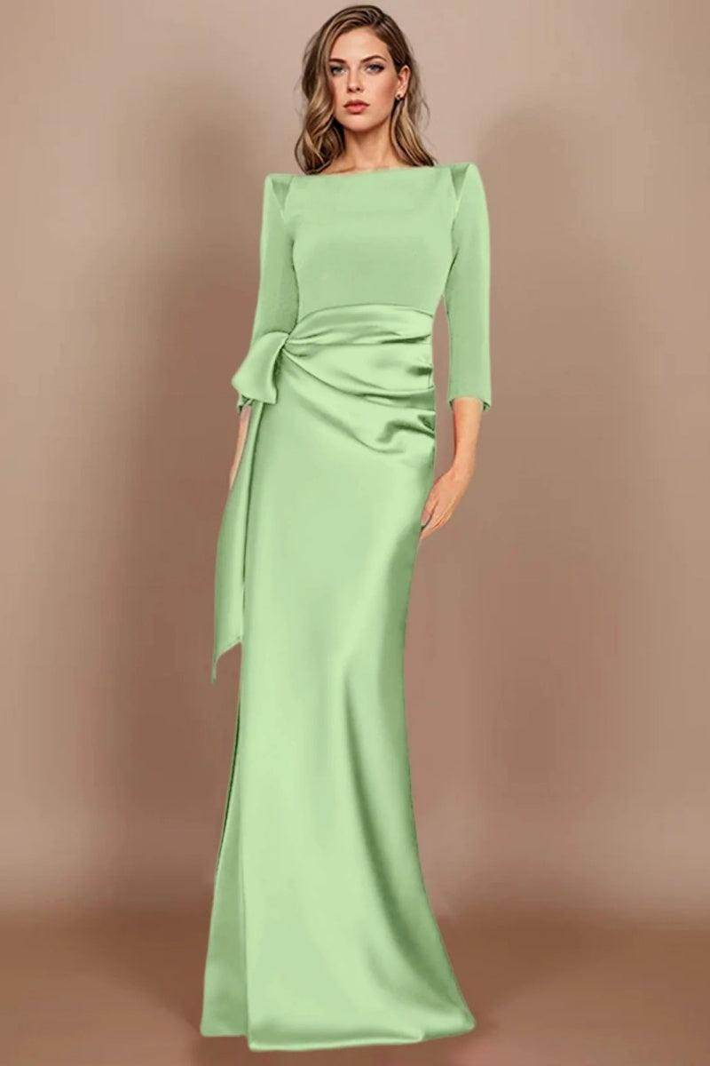 Elegant Sheath Scoop 3/4 Length Sleeves Floor Length Mother of the Bride Dress