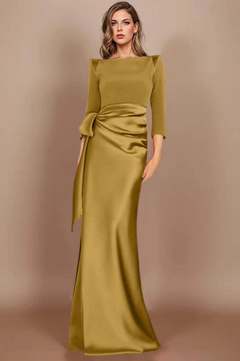 Elegant Sheath Scoop 3/4 Length Sleeves Floor Length Mother of the Bride Dress