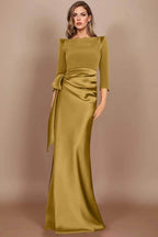 Elegant Sheath Scoop 3/4 Length Sleeves Floor Length Mother of the Bride Dress