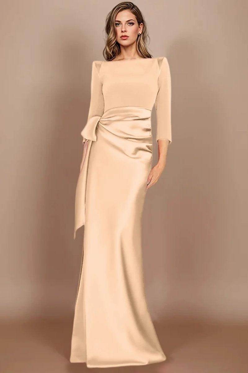 Elegant Sheath Scoop 3/4 Length Sleeves Floor Length Mother of the Bride Dress