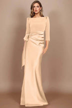 Elegant Sheath Scoop 3/4 Length Sleeves Floor Length Mother of the Bride Dress
