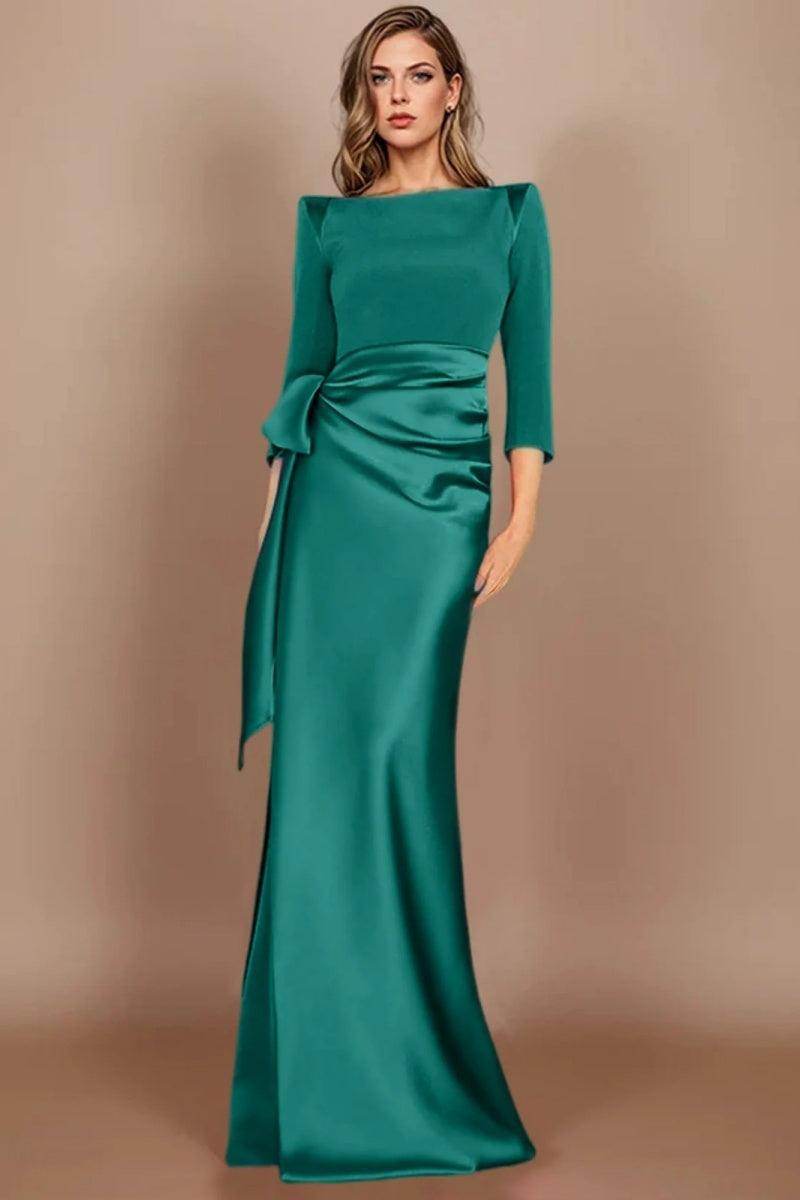 Elegant Sheath Scoop 3/4 Length Sleeves Floor Length Mother of the Bride Dress