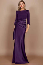 Elegant Sheath Scoop 3/4 Length Sleeves Floor Length Mother of the Bride Dress
