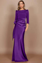 Elegant Sheath Scoop 3/4 Length Sleeves Floor Length Mother of the Bride Dress