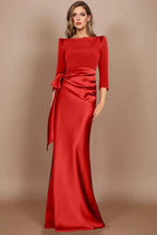 Elegant Sheath Scoop 3/4 Length Sleeves Floor Length Mother of the Bride Dress