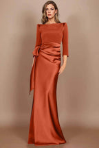 Elegant Sheath Scoop 3/4 Length Sleeves Floor Length Mother of the Bride Dress