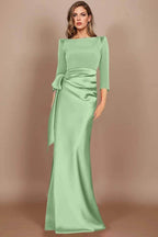 Elegant Sheath Scoop 3/4 Length Sleeves Floor Length Mother of the Bride Dress