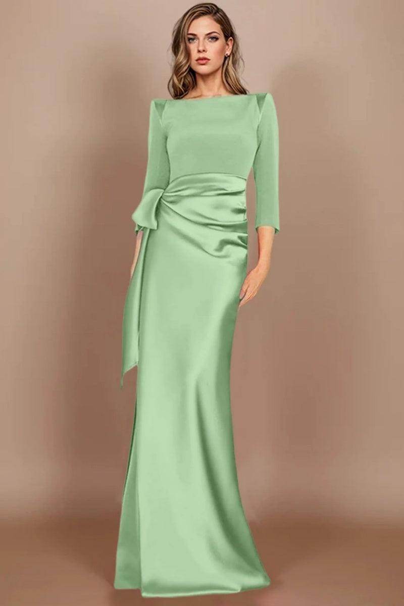 Elegant Sheath Scoop 3/4 Length Sleeves Floor Length Mother of the Bride Dress