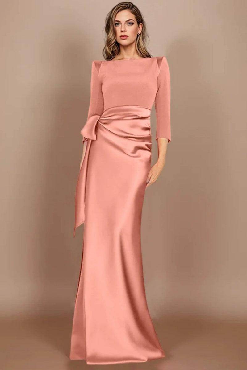 Elegant Sheath Scoop 3/4 Length Sleeves Floor Length Mother of the Bride Dress