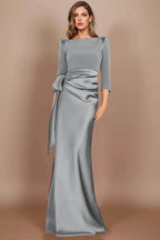 Elegant Sheath Scoop 3/4 Length Sleeves Floor Length Mother of the Bride Dress