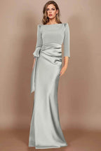 Elegant Sheath Scoop 3/4 Length Sleeves Floor Length Mother of the Bride Dress