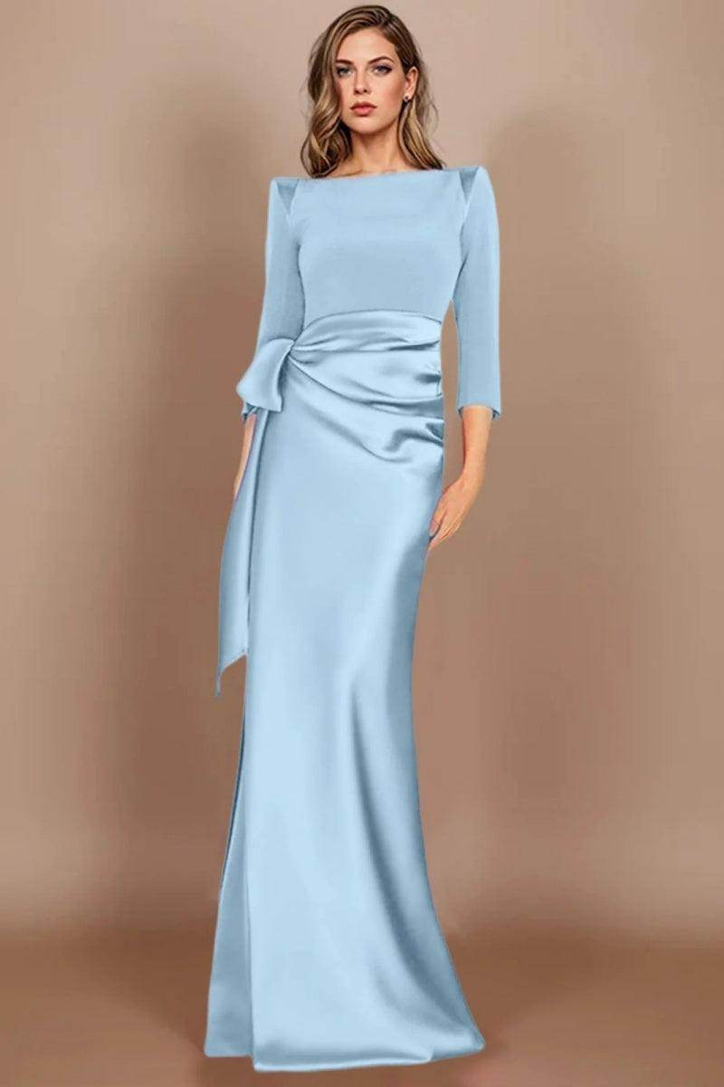 Elegant Sheath Scoop 3/4 Length Sleeves Floor Length Mother of the Bride Dress