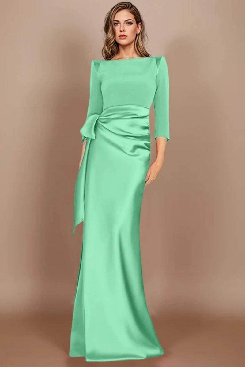 Elegant Sheath Scoop 3/4 Length Sleeves Floor Length Mother of the Bride Dress