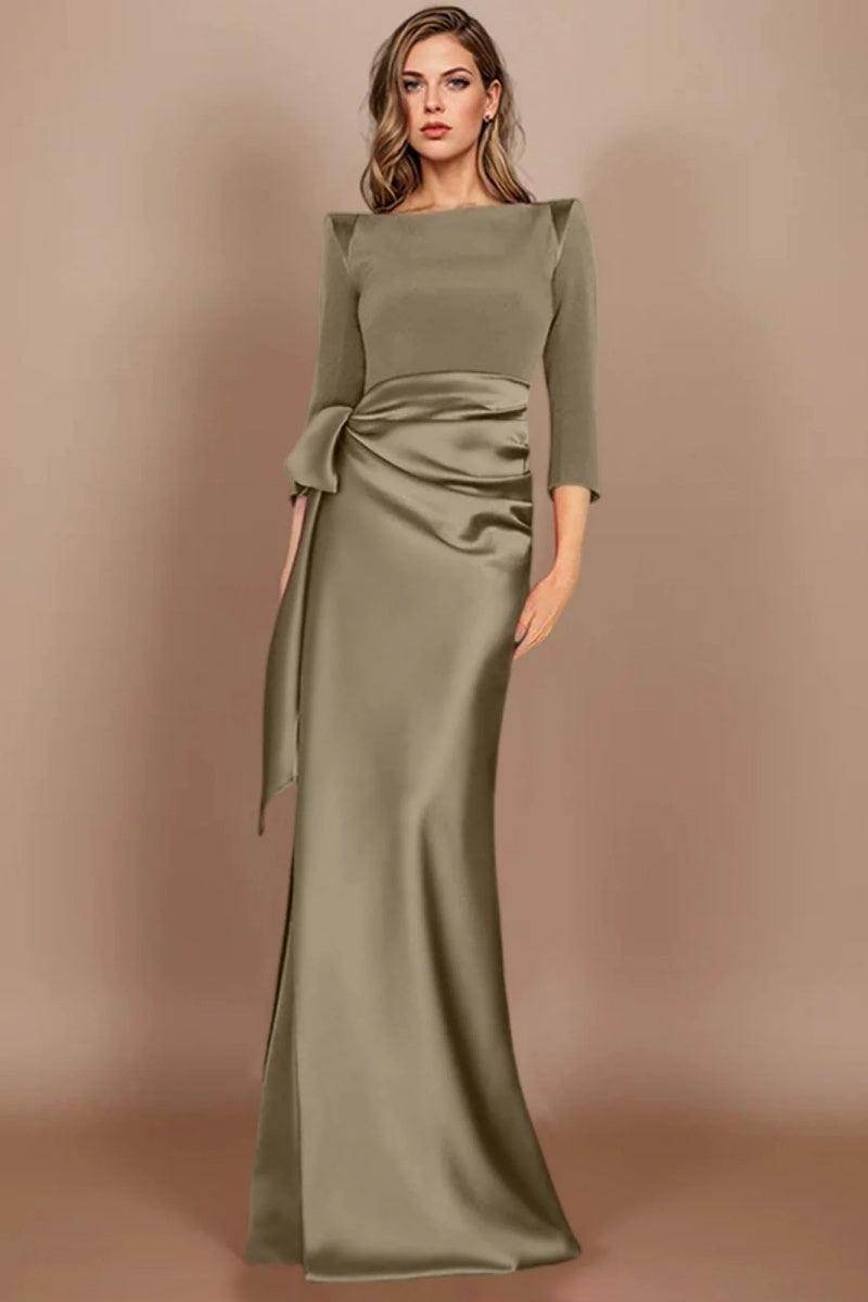 Elegant Sheath Scoop 3/4 Length Sleeves Floor Length Mother of the Bride Dress