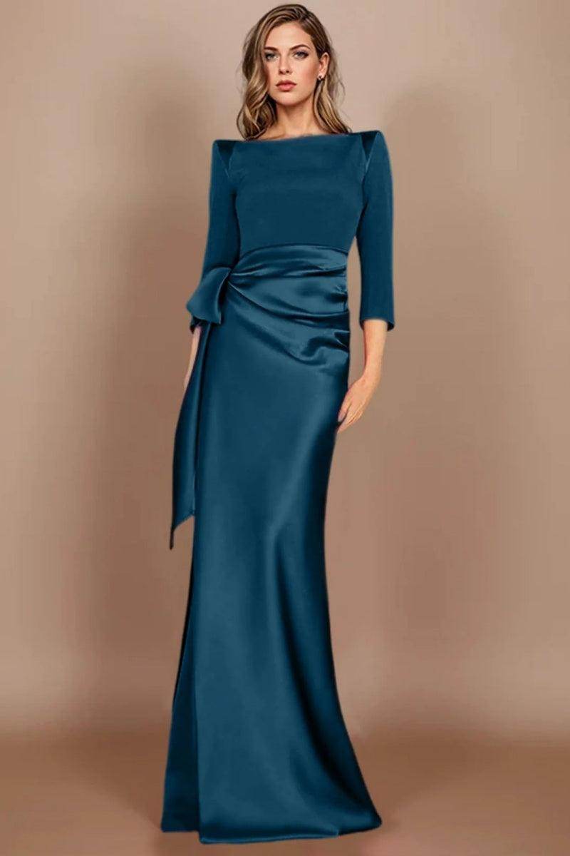 Elegant Sheath Scoop 3/4 Length Sleeves Floor Length Mother of the Bride Dress