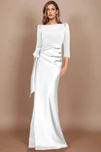 Elegant Sheath Scoop 3/4 Length Sleeves Floor Length Mother of the Bride Dress