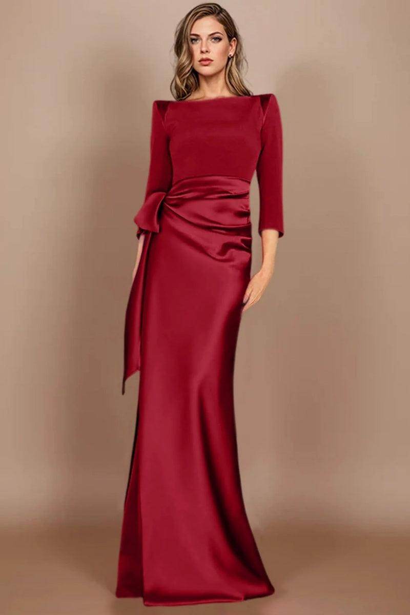 Elegant Sheath Scoop 3/4 Length Sleeves Floor Length Mother of the Bride Dress