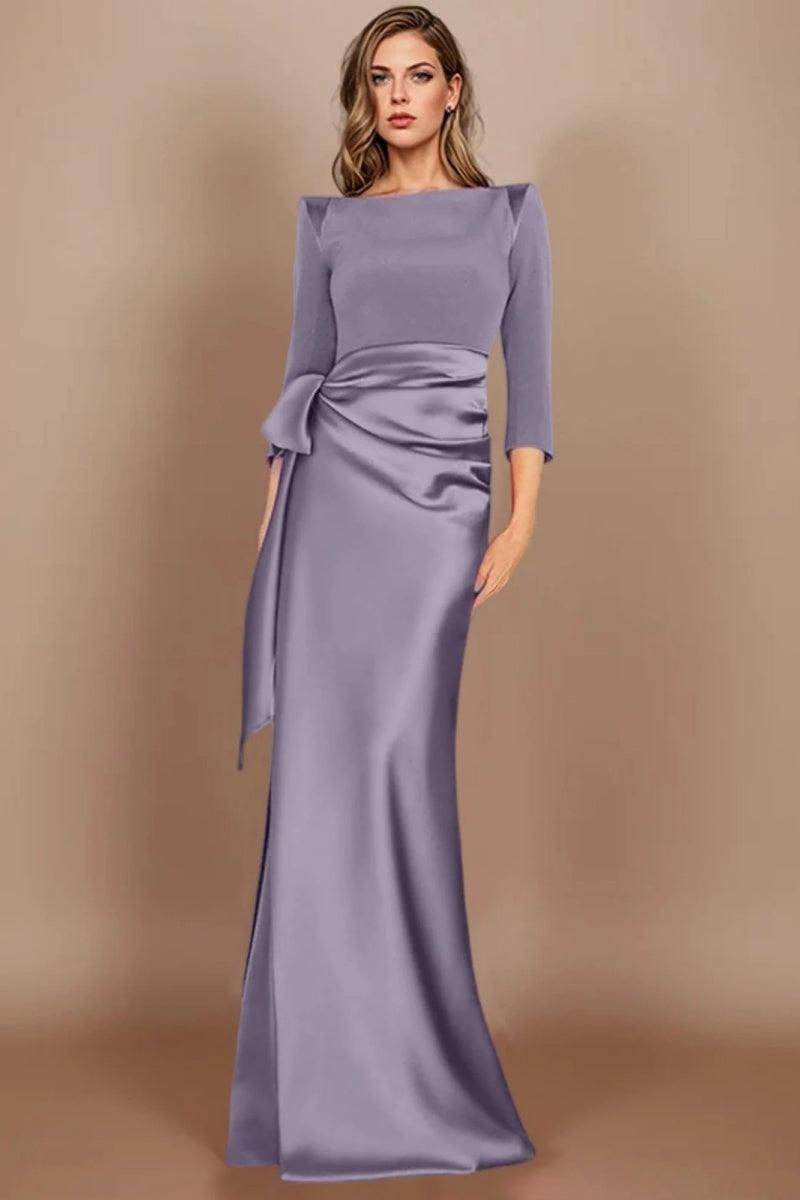 Elegant Sheath Scoop 3/4 Length Sleeves Floor Length Mother of the Bride Dress