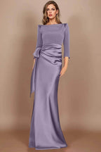 Elegant Sheath Scoop 3/4 Length Sleeves Floor Length Mother of the Bride Dress