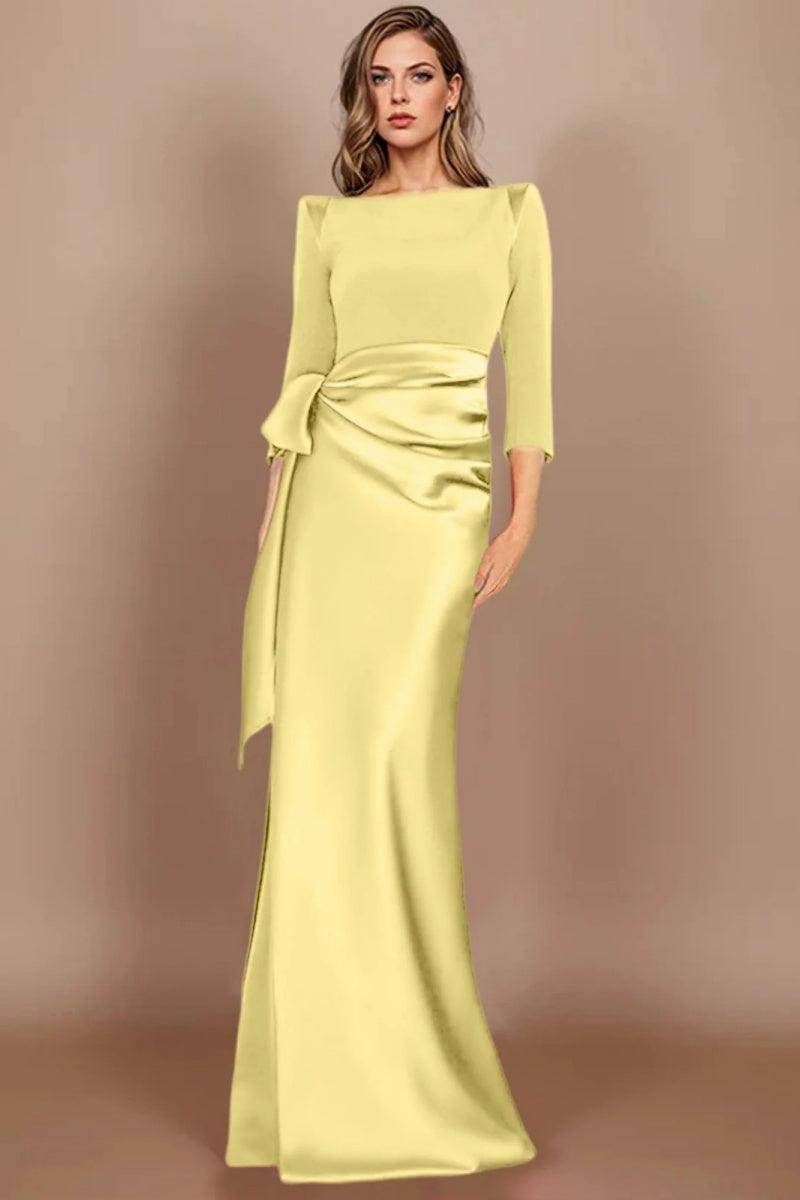Elegant Sheath Scoop 3/4 Length Sleeves Floor Length Mother of the Bride Dress
