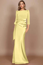 Elegant Sheath Scoop 3/4 Length Sleeves Floor Length Mother of the Bride Dress