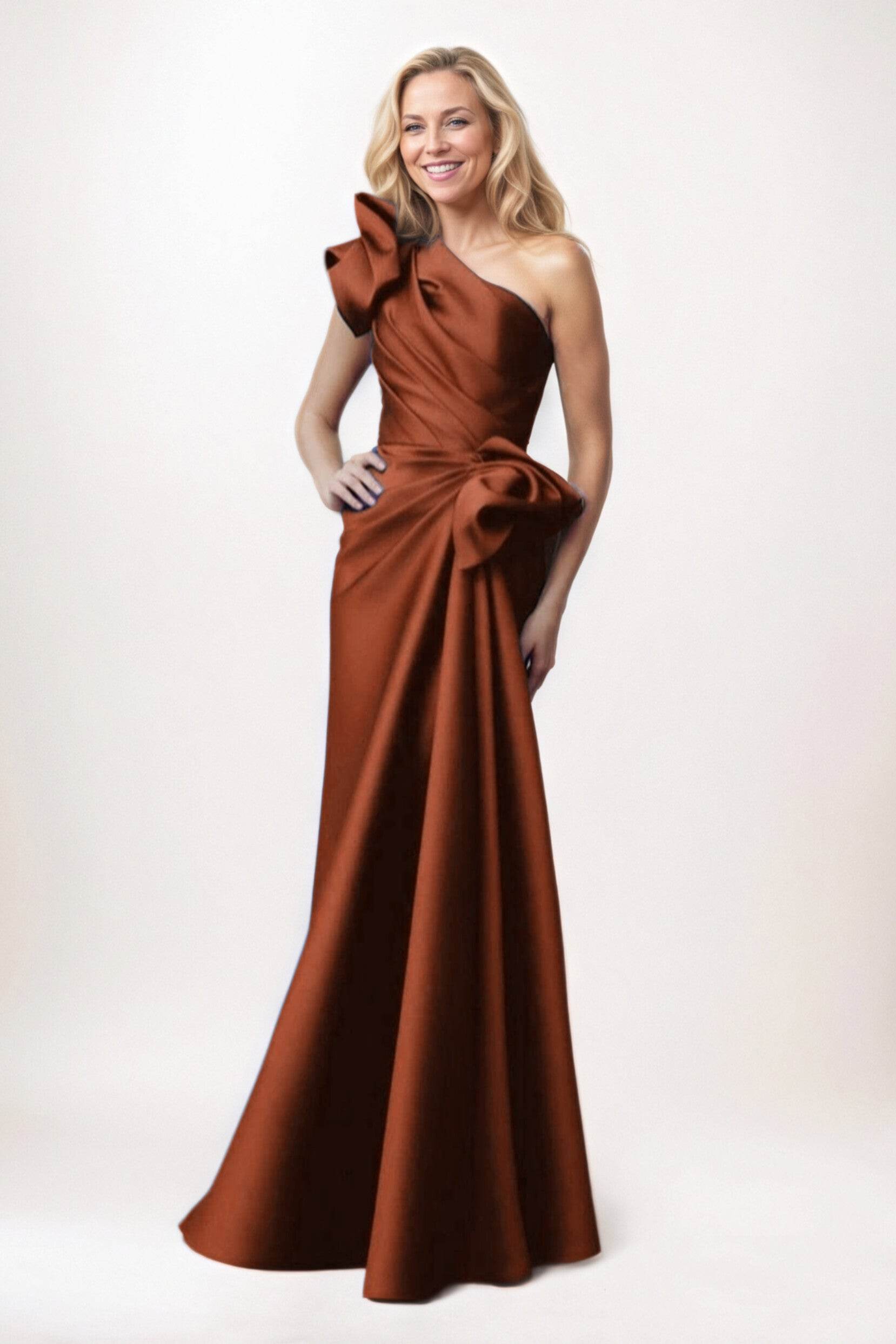 Elegant Sheath Column Maxi Satin Mother of the Bride Dress