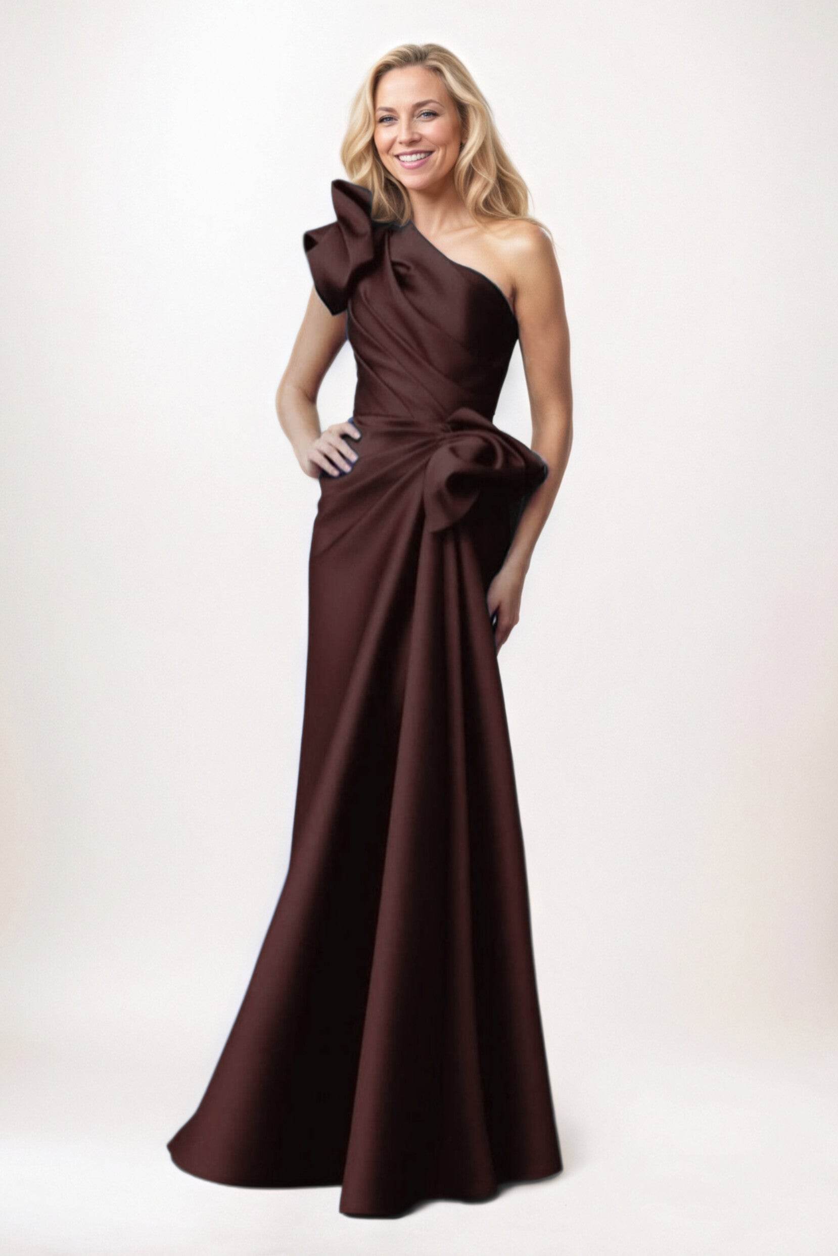 Elegant Sheath Column Maxi Satin Mother of the Bride Dress