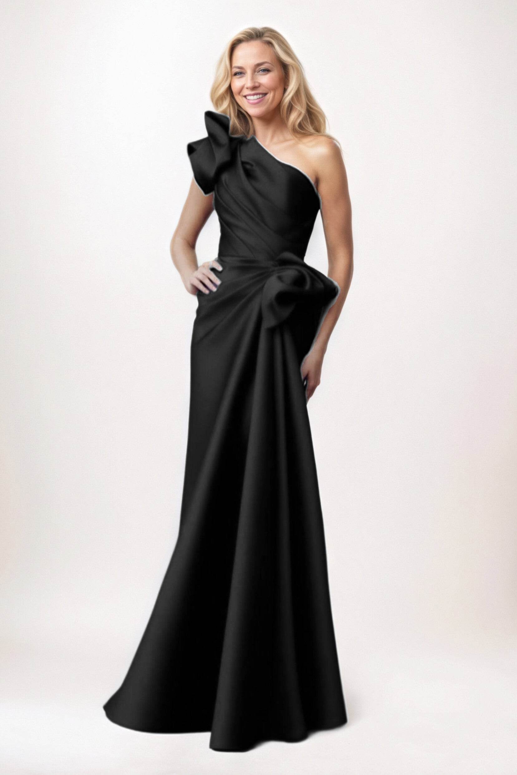 Elegant Sheath Column Maxi Satin Mother of the Bride Dress