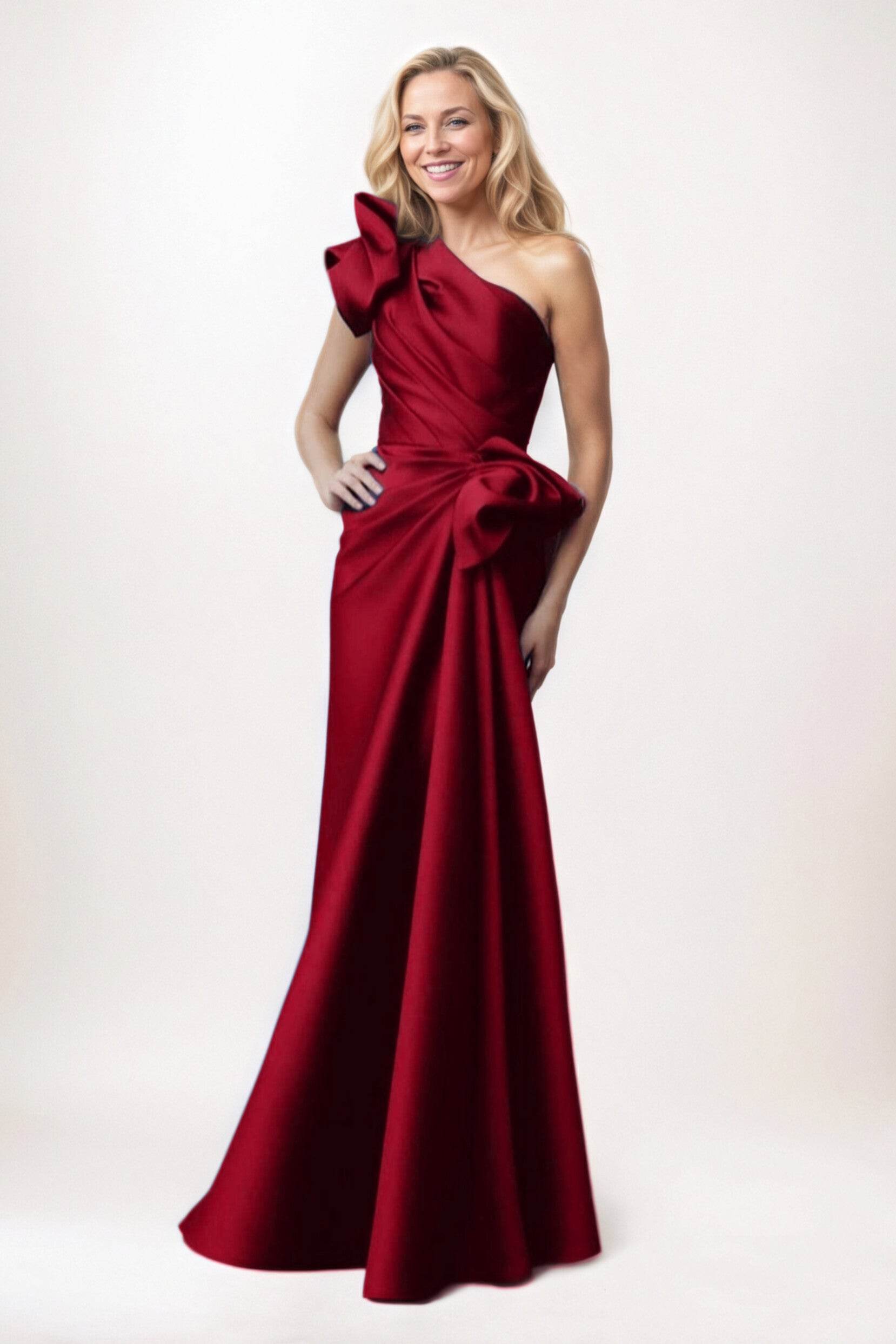Elegant Sheath Column Maxi Satin Mother of the Bride Dress