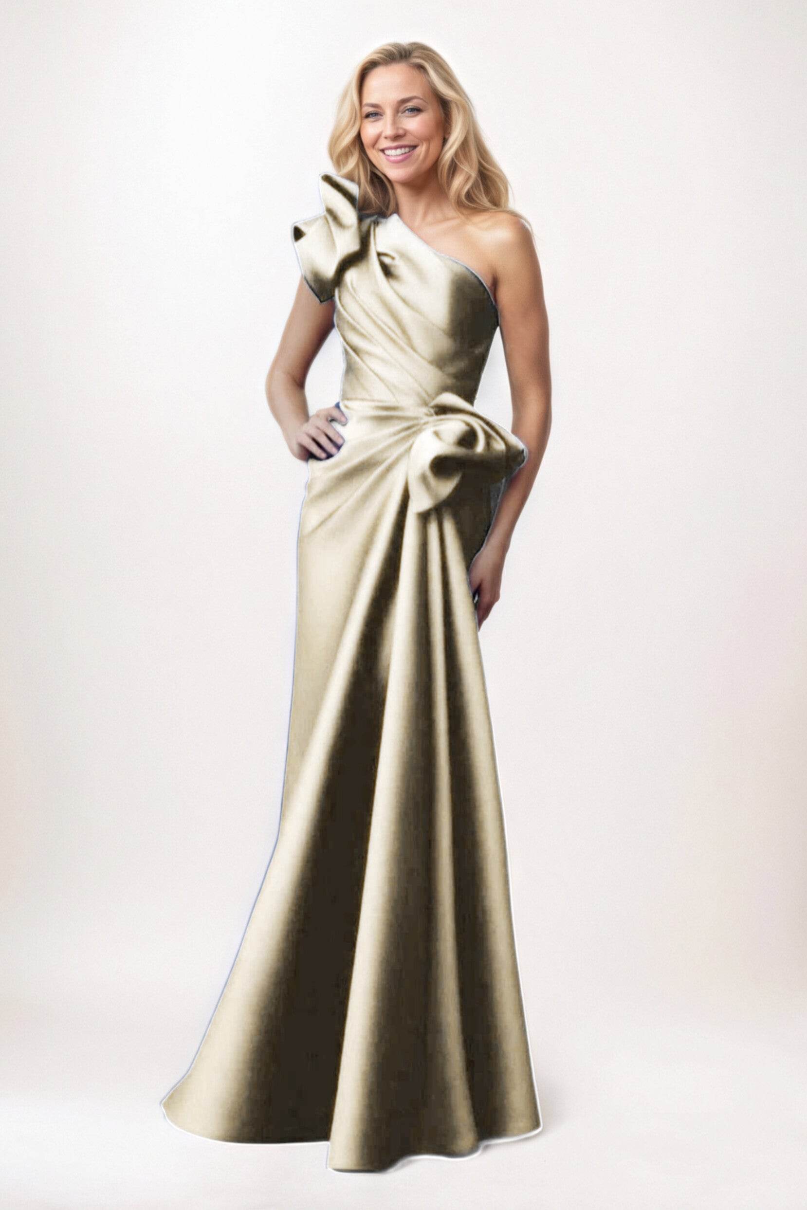 Elegant Sheath Column Maxi Satin Mother of the Bride Dress