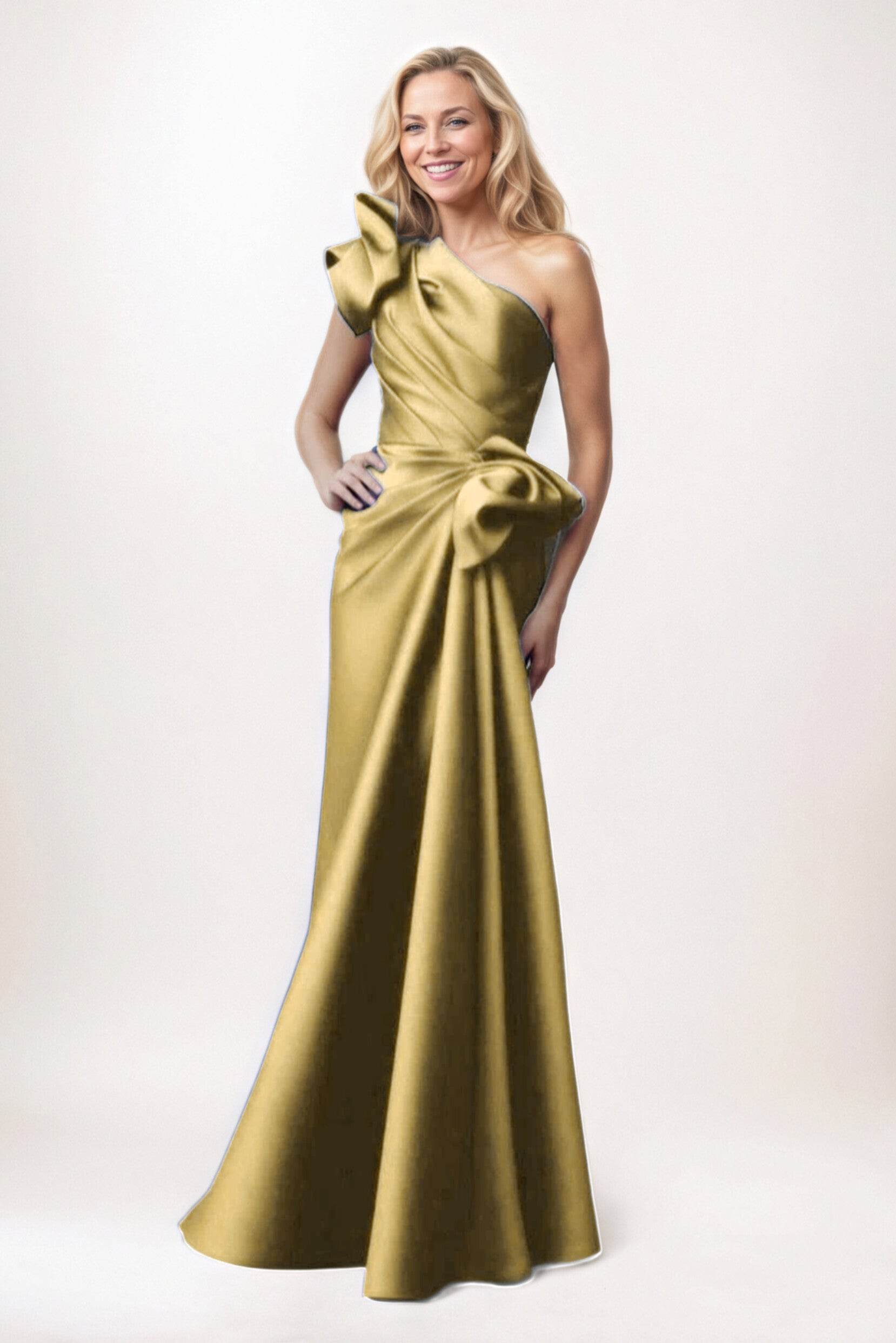 Elegant Sheath Column Maxi Satin Mother of the Bride Dress
