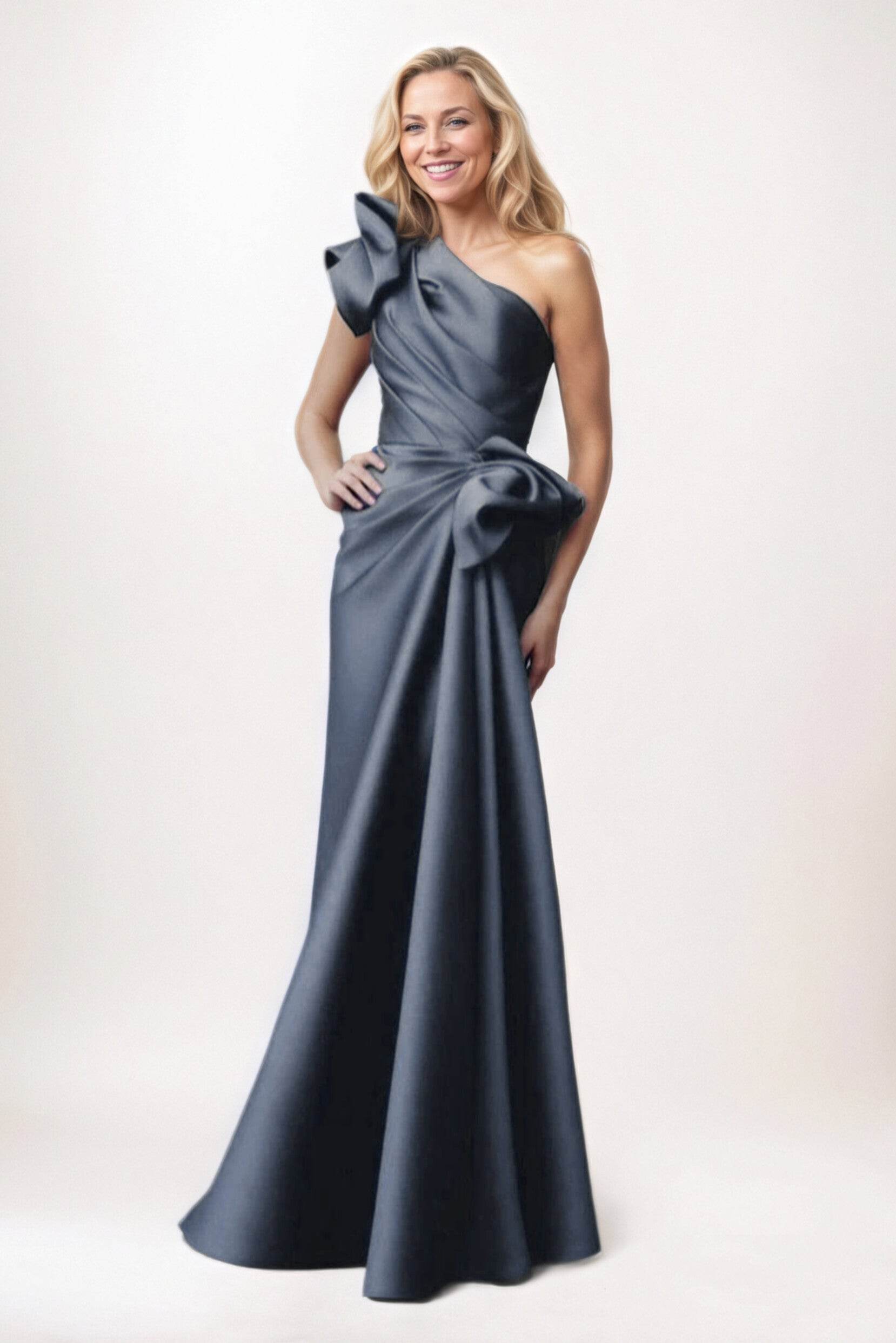 Elegant Sheath Column Maxi Satin Mother of the Bride Dress