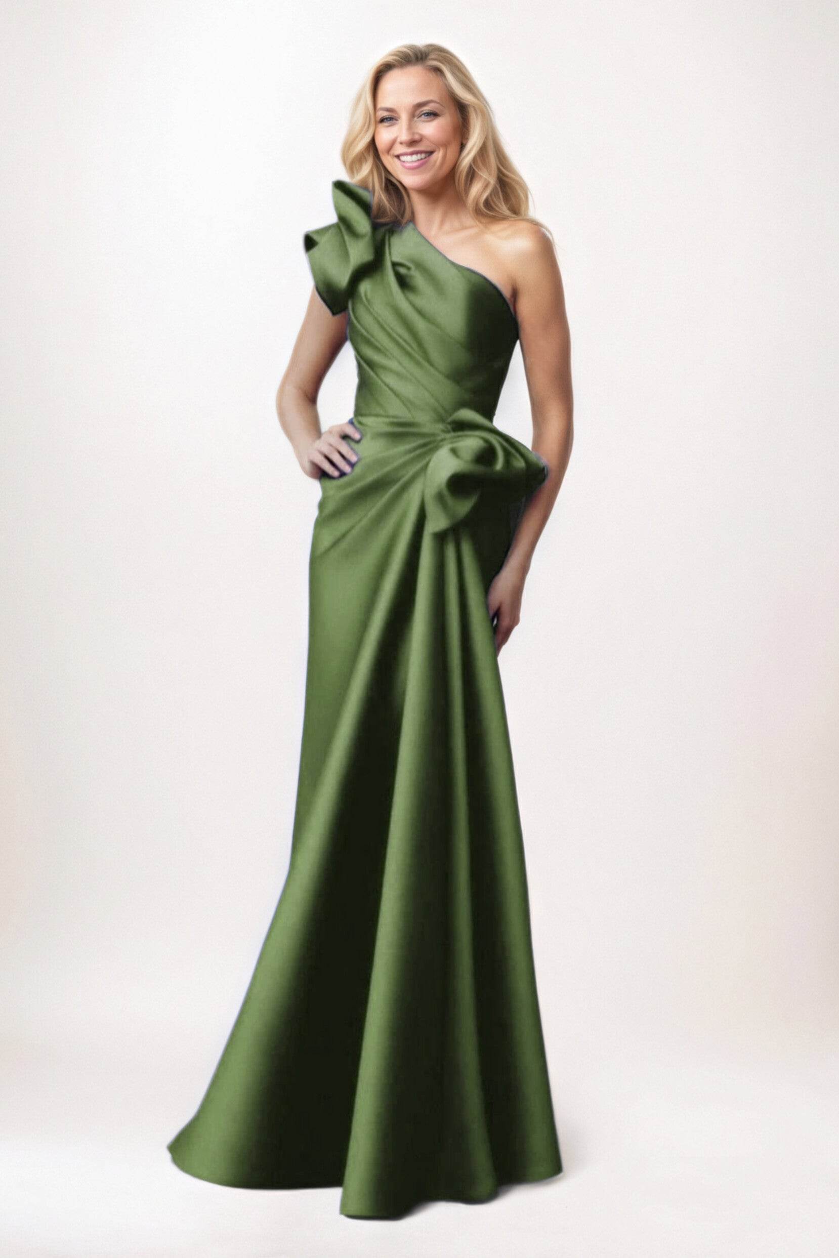 Elegant Sheath Column Maxi Satin Mother of the Bride Dress