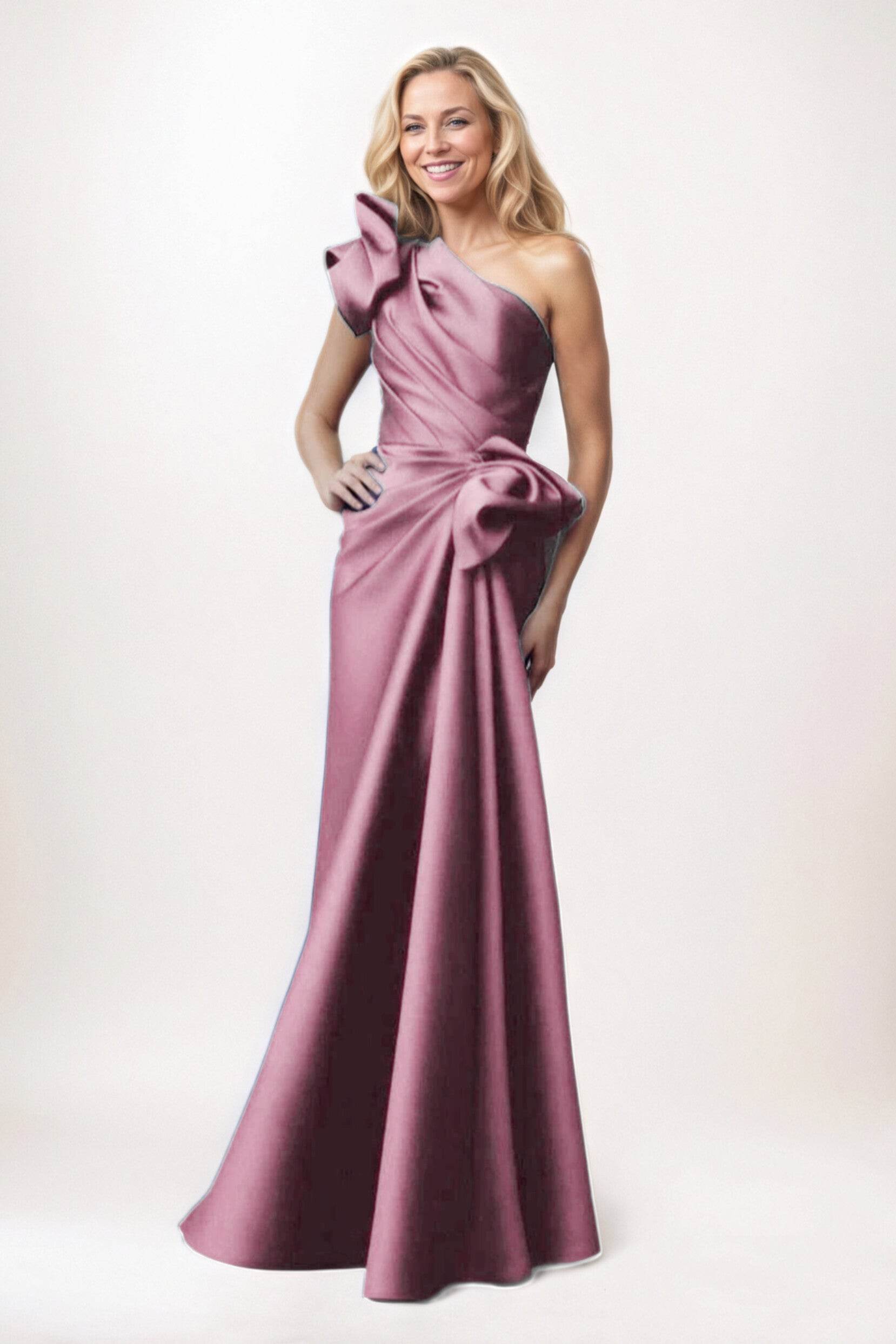 Elegant Sheath Column Maxi Satin Mother of the Bride Dress