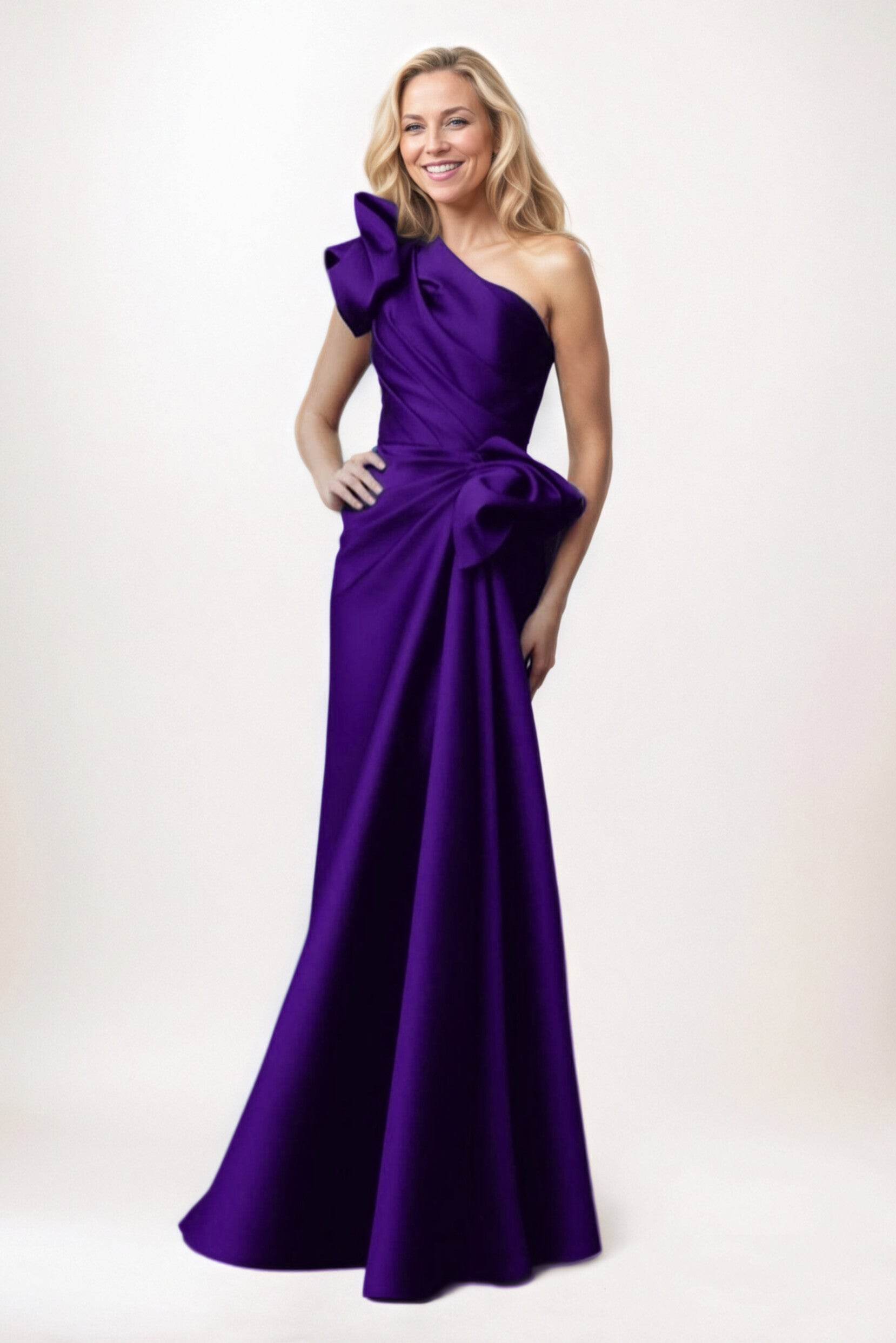 Elegant Sheath Column Maxi Satin Mother of the Bride Dress