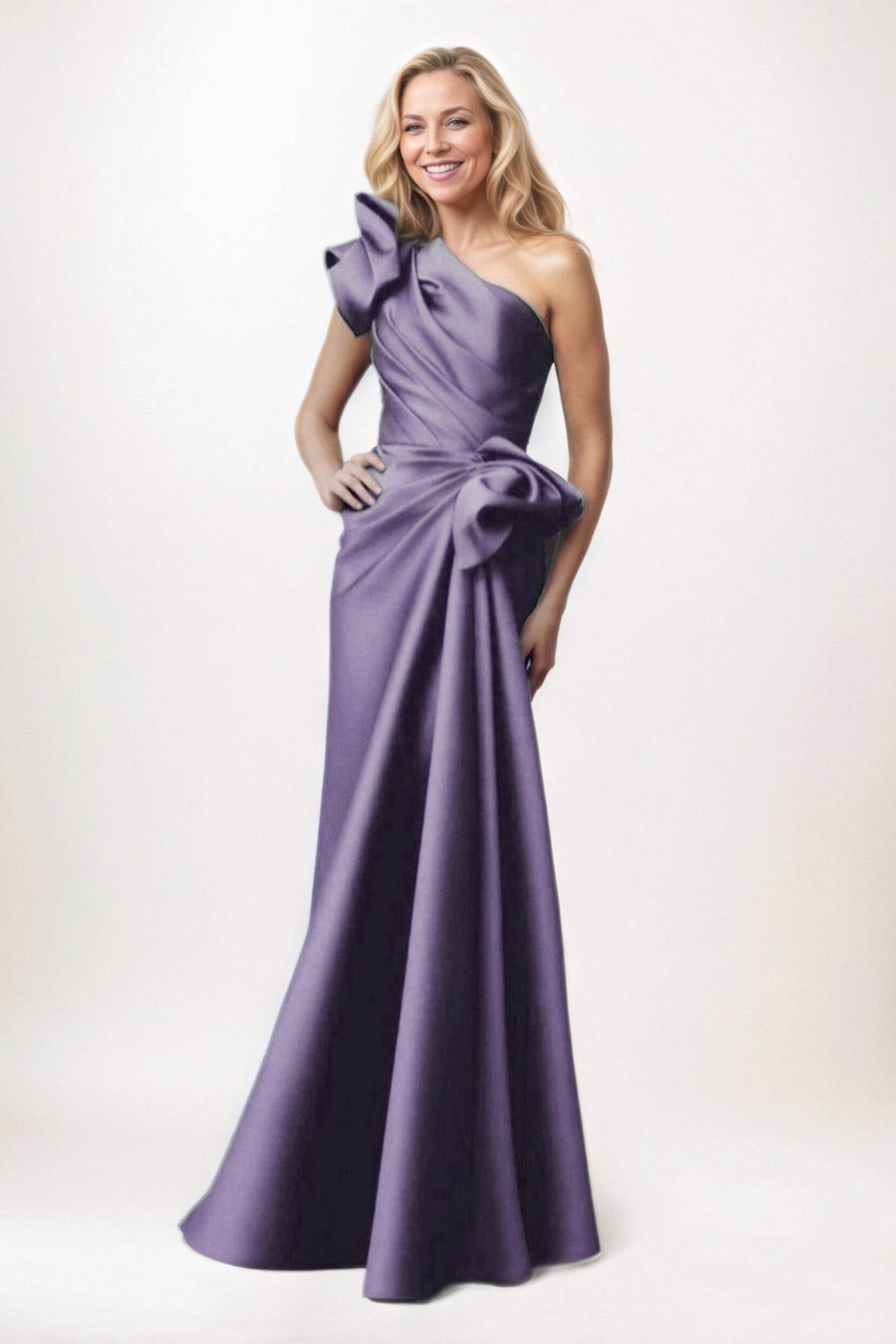 Elegant Sheath Column Maxi Satin Mother of the Bride Dress