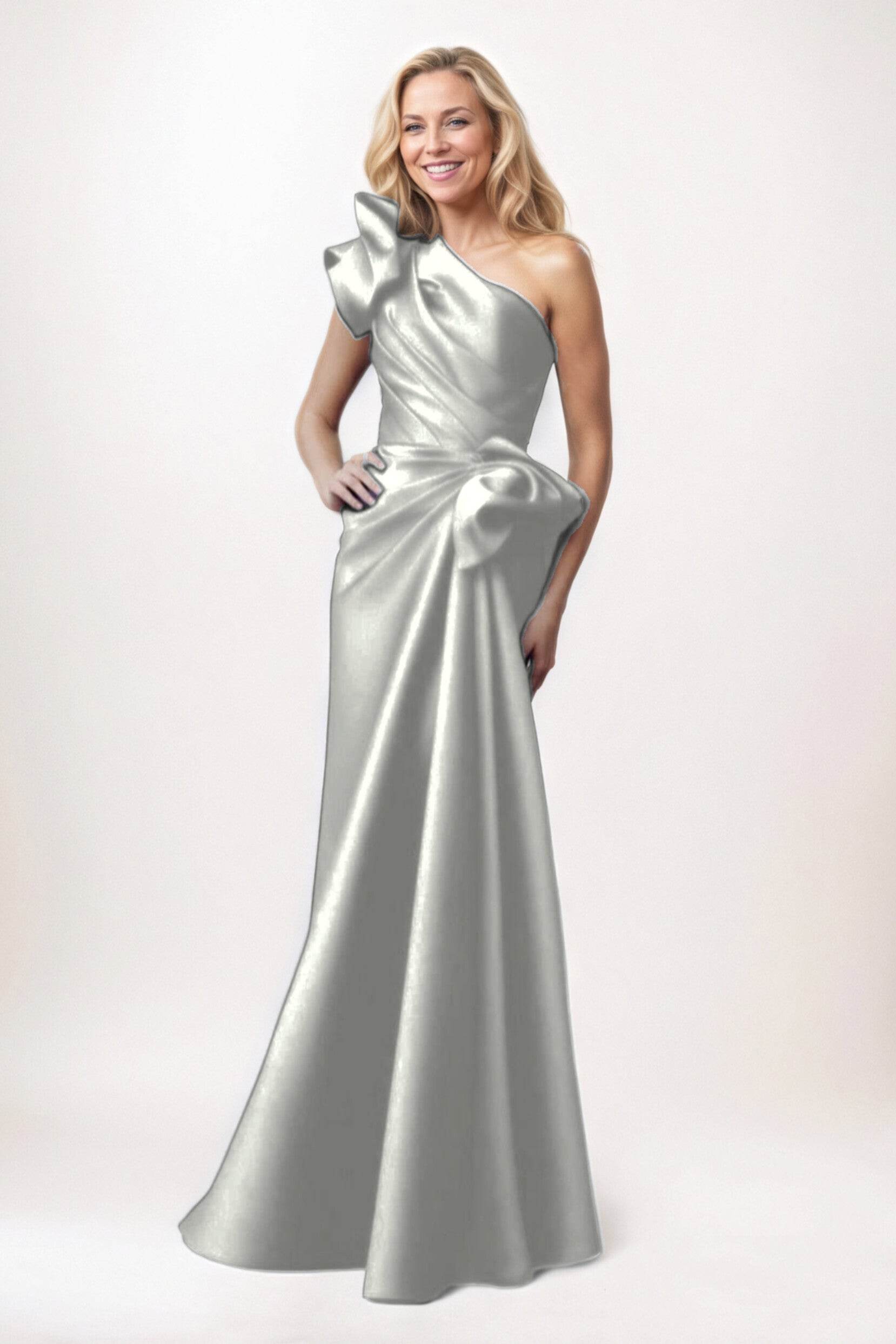 Elegant Sheath Column Maxi Satin Mother of the Bride Dress