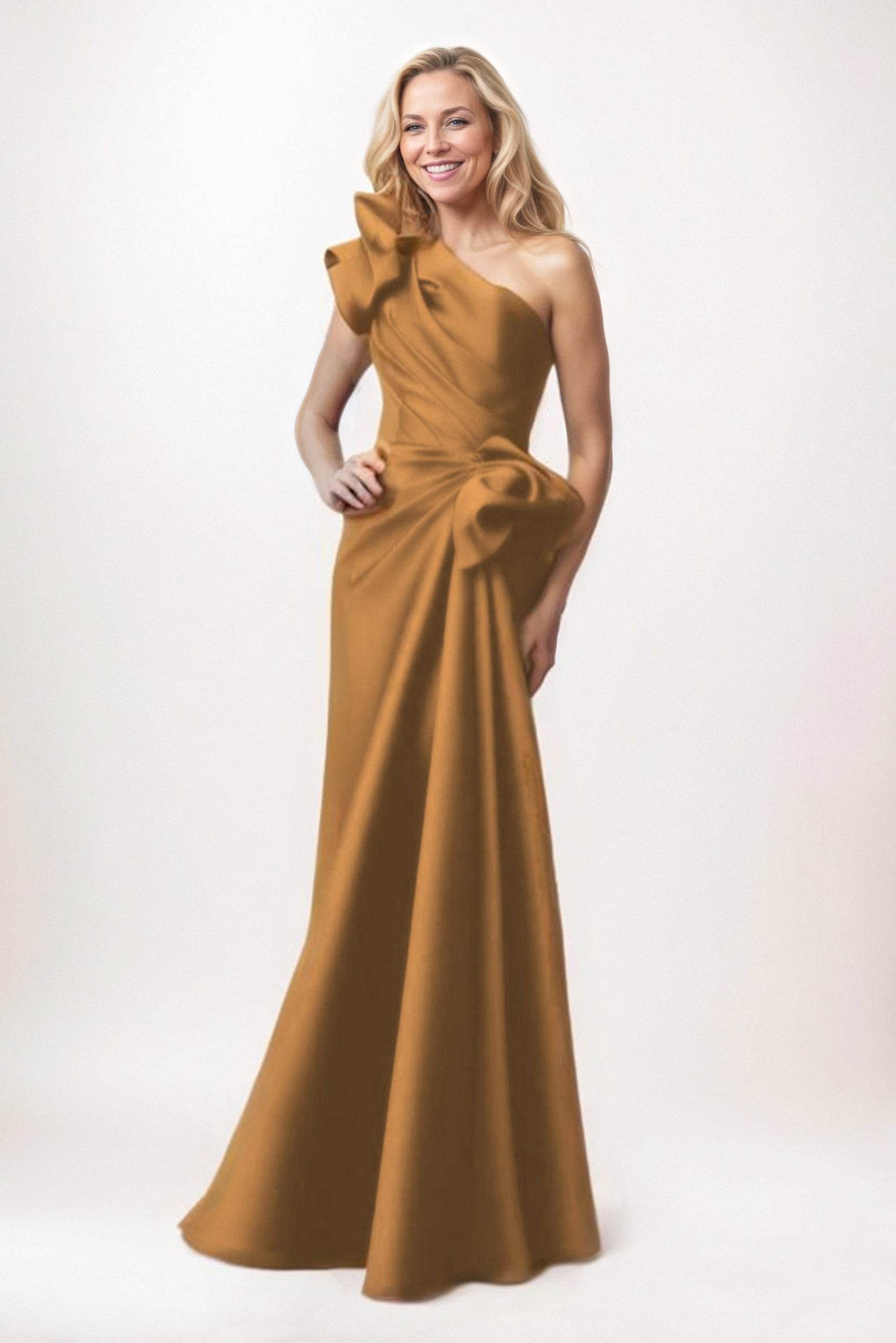 Elegant Sheath Column Maxi Satin Mother of the Bride Dress