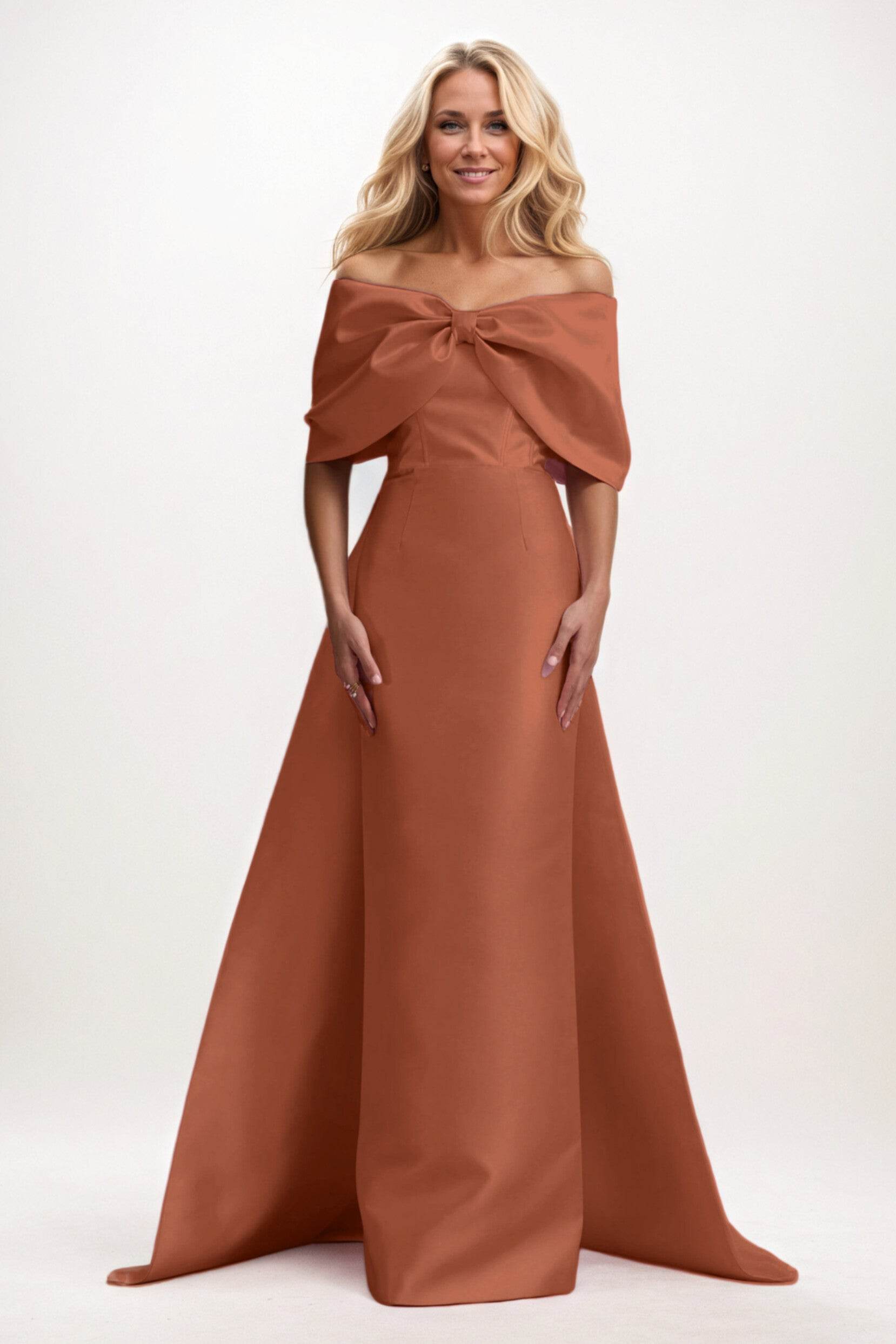Elegant Trumpet Mermaid Maxi Mikado Mother of the Bride Dress