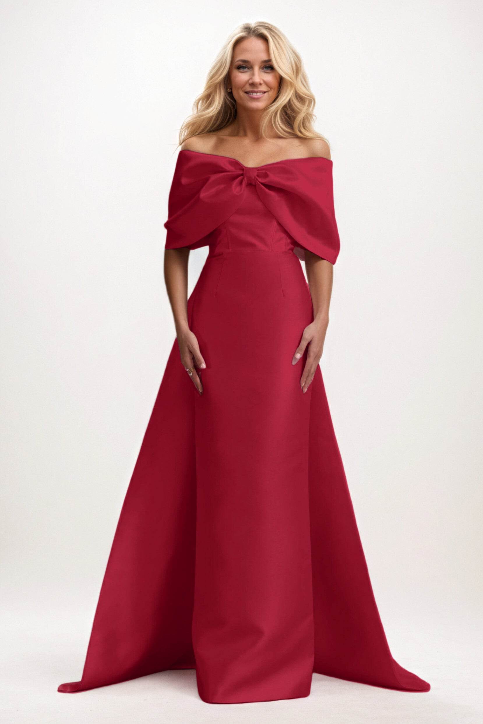 Elegant Trumpet Mermaid Maxi Mikado Mother of the Bride Dress