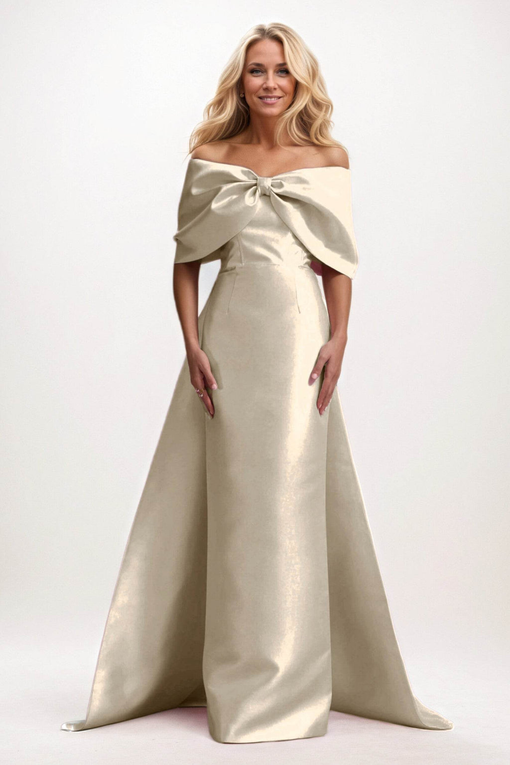 Elegant Trumpet Mermaid Maxi Mikado Mother of the Bride Dress