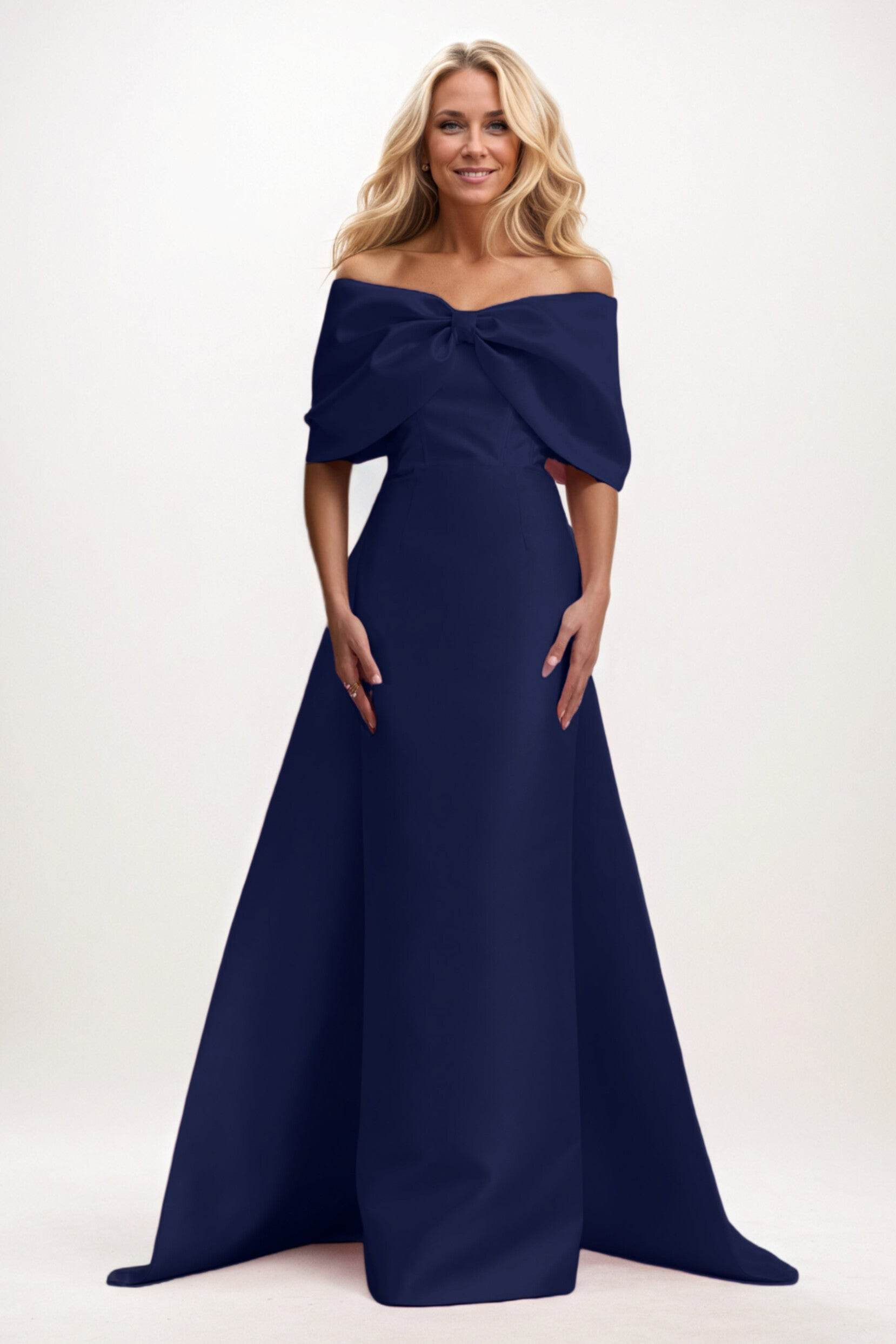Elegant Trumpet Mermaid Maxi Mikado Mother of the Bride Dress